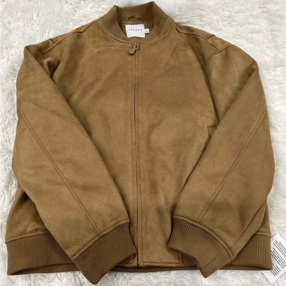 Topman Other - Topman Men’s Large Faux Suede Bomber Jacket - Tan